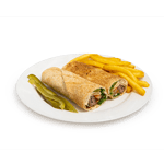 Sandwich plate grilled sandwich Kebab lamb cubes tawouk shawarma servied with fries